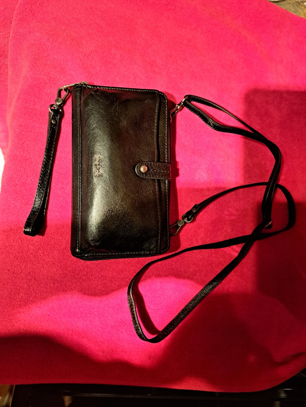 The Sak Black Leather Convertible Wristlet Crossbody